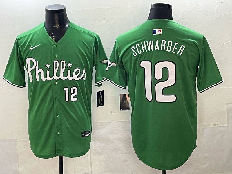 Men 2026 Philadelphia Phillies #12 Schwarber Green Game Nike MLB Jersey style 0011->philadelphia phillies->MLB Jersey
